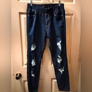 Sheila Rose Elastic Waist Skinny Distressed Jeggings Size Large